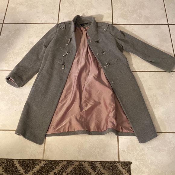 Vintage LL COLLEZIONI ITALIA Military Decorative Clasps Heather Grey Coat - Picture 5 of 11